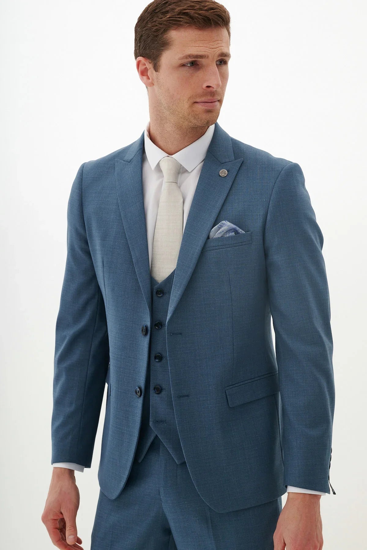 Costume trois pièces pour homme – Marc Darcy Finley Bleu Canard