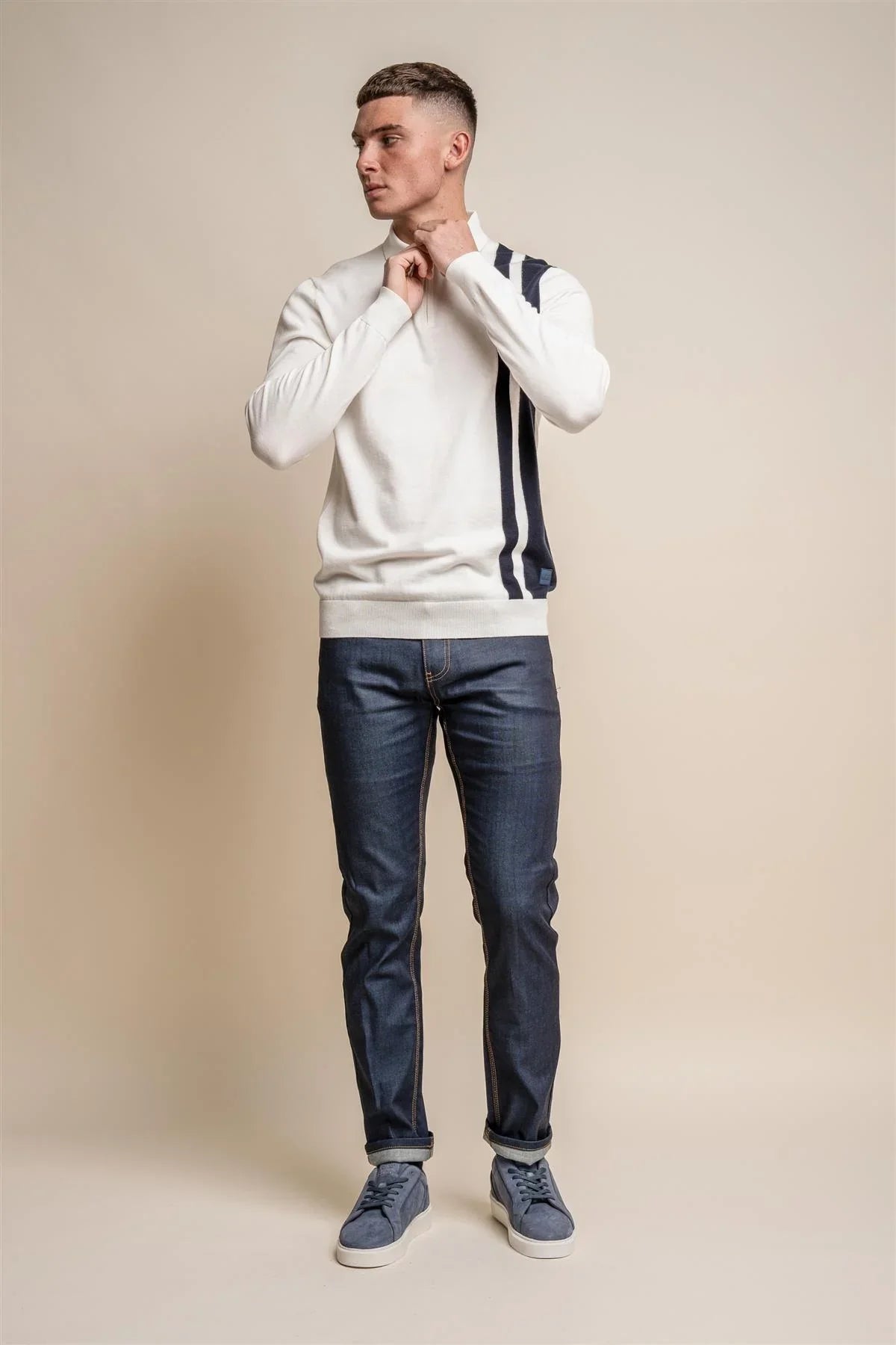 Diablo Ecru - Pull pour hommes avec fermeture éclair - Cavani