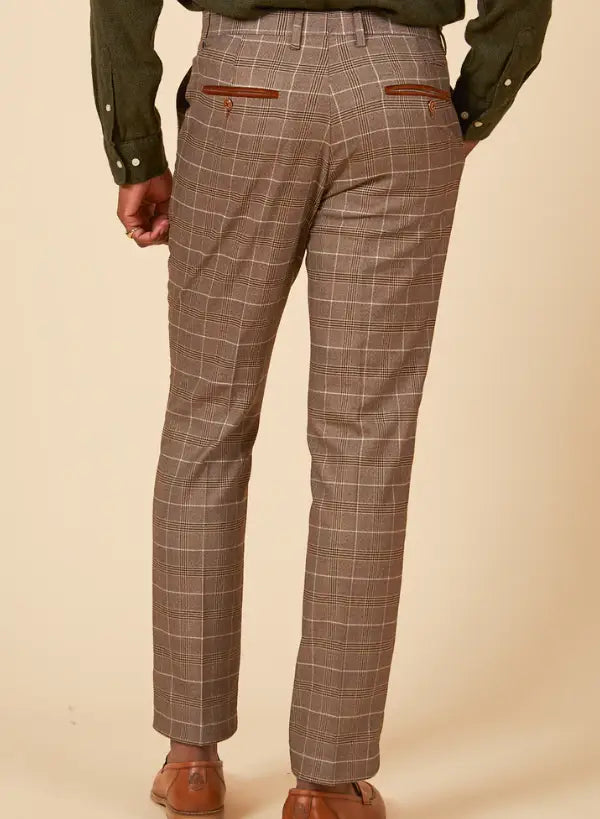 Costume 2 pièces - Costume homme à carreaux beige -Marc Darcy 2pc Ray Beige