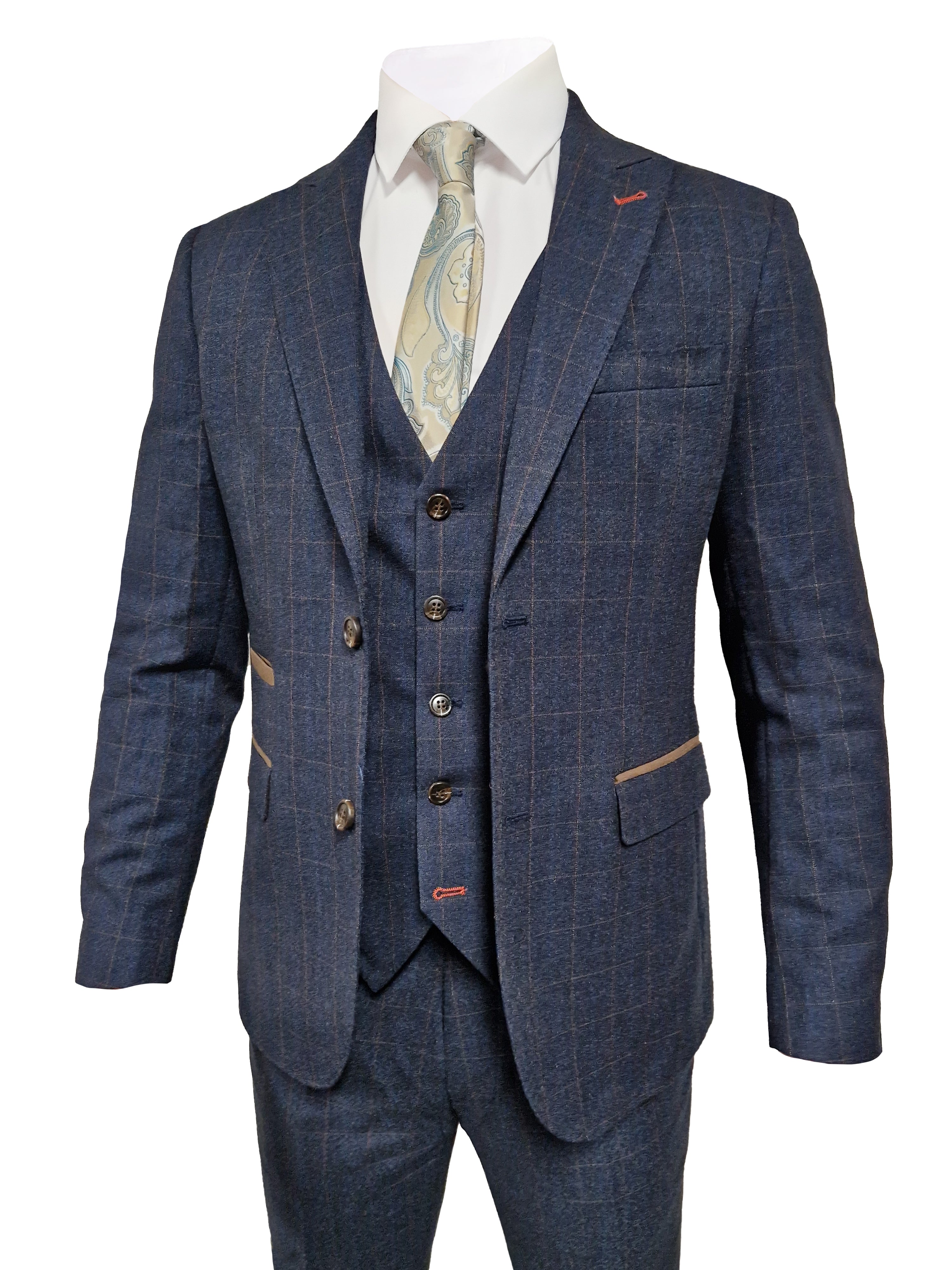 CASTLESON Admiral - Costume homme Check Marine