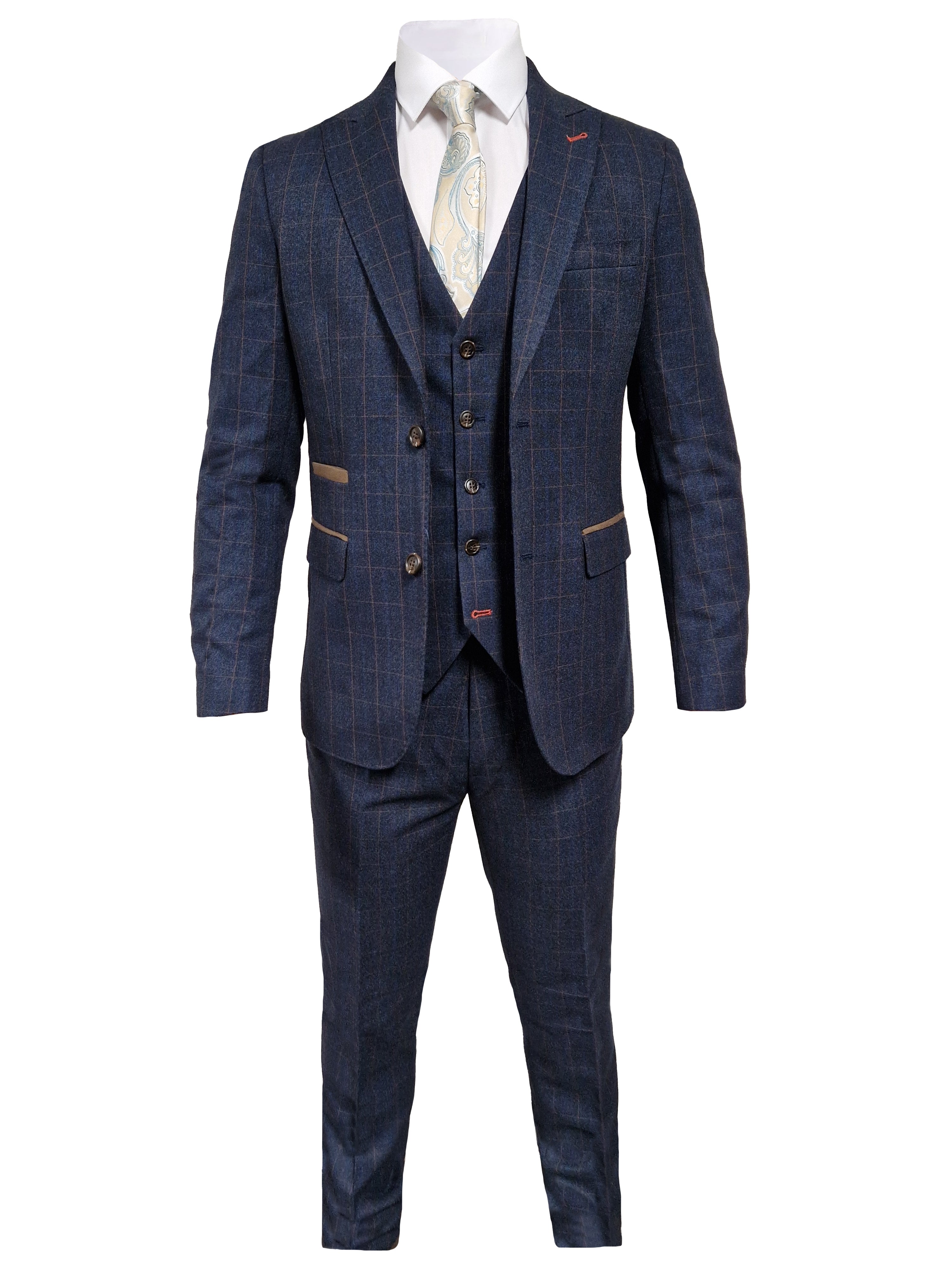 CASTLESON Admiral - Costume homme Check Marine