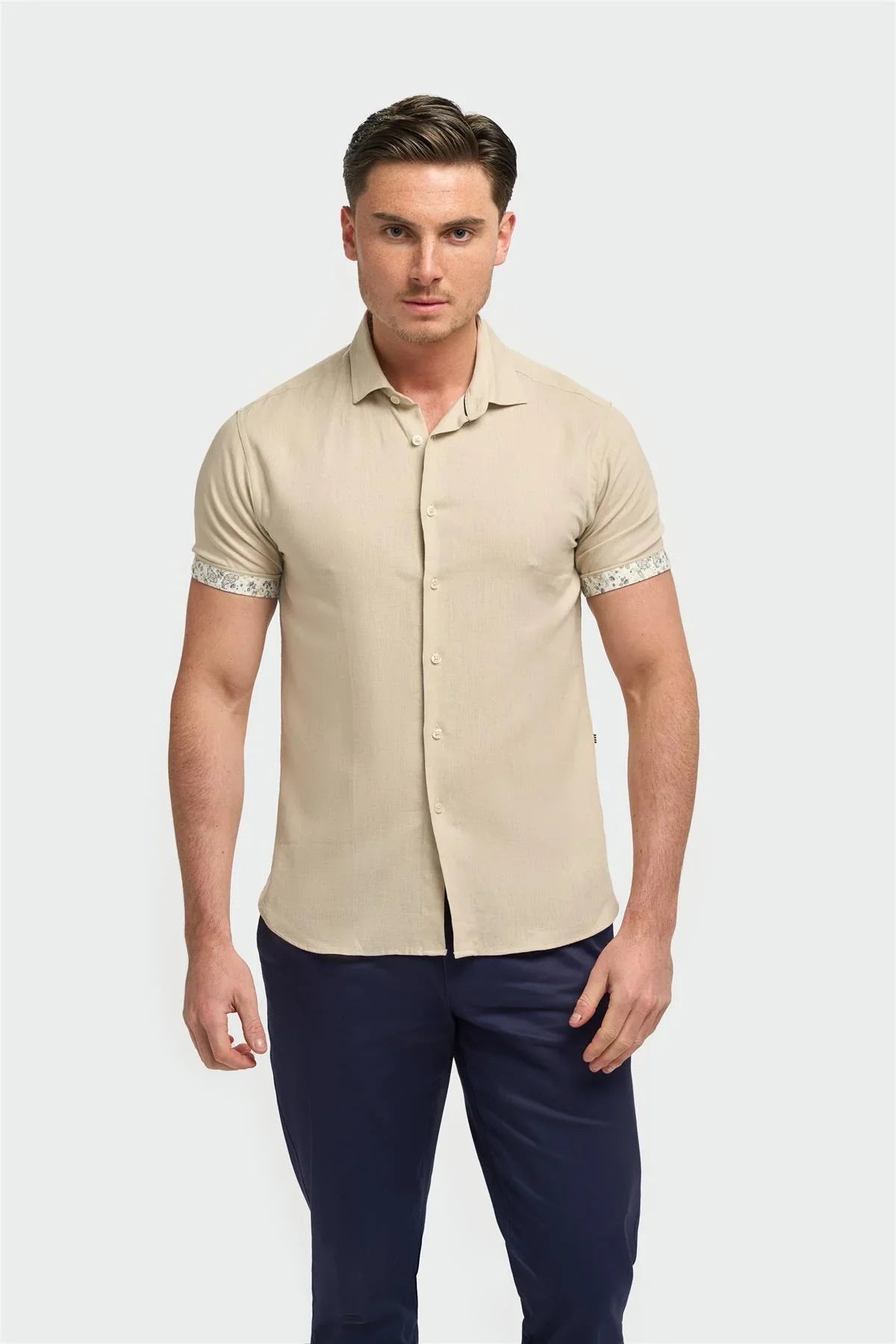 Chemise manches courtes Cavani Matera taupe