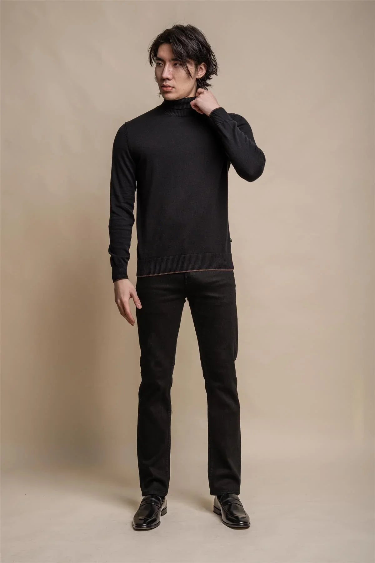 Karris Pull col roulé Homme Noir - Cavani