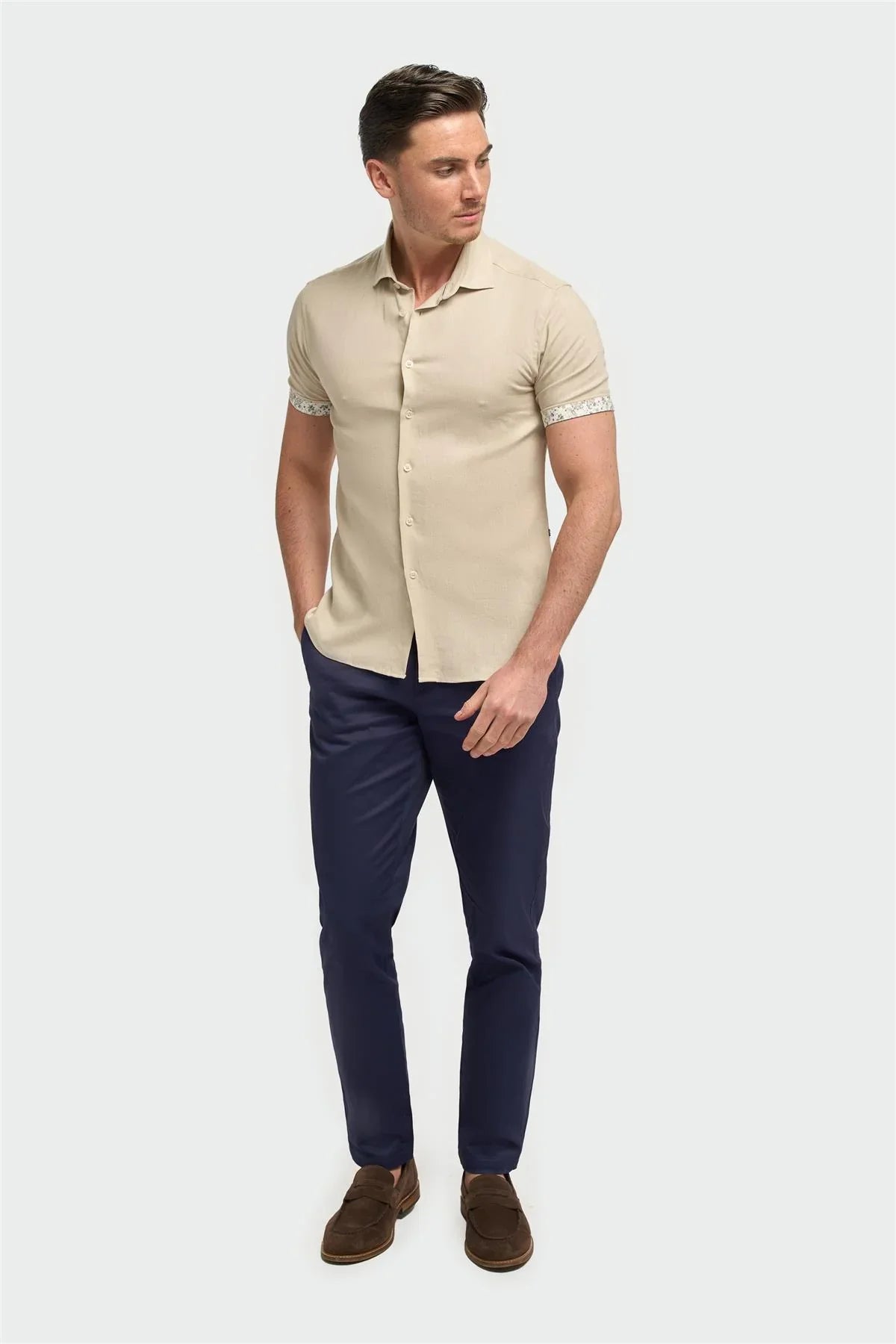 Chemise manches courtes Cavani Matera taupe