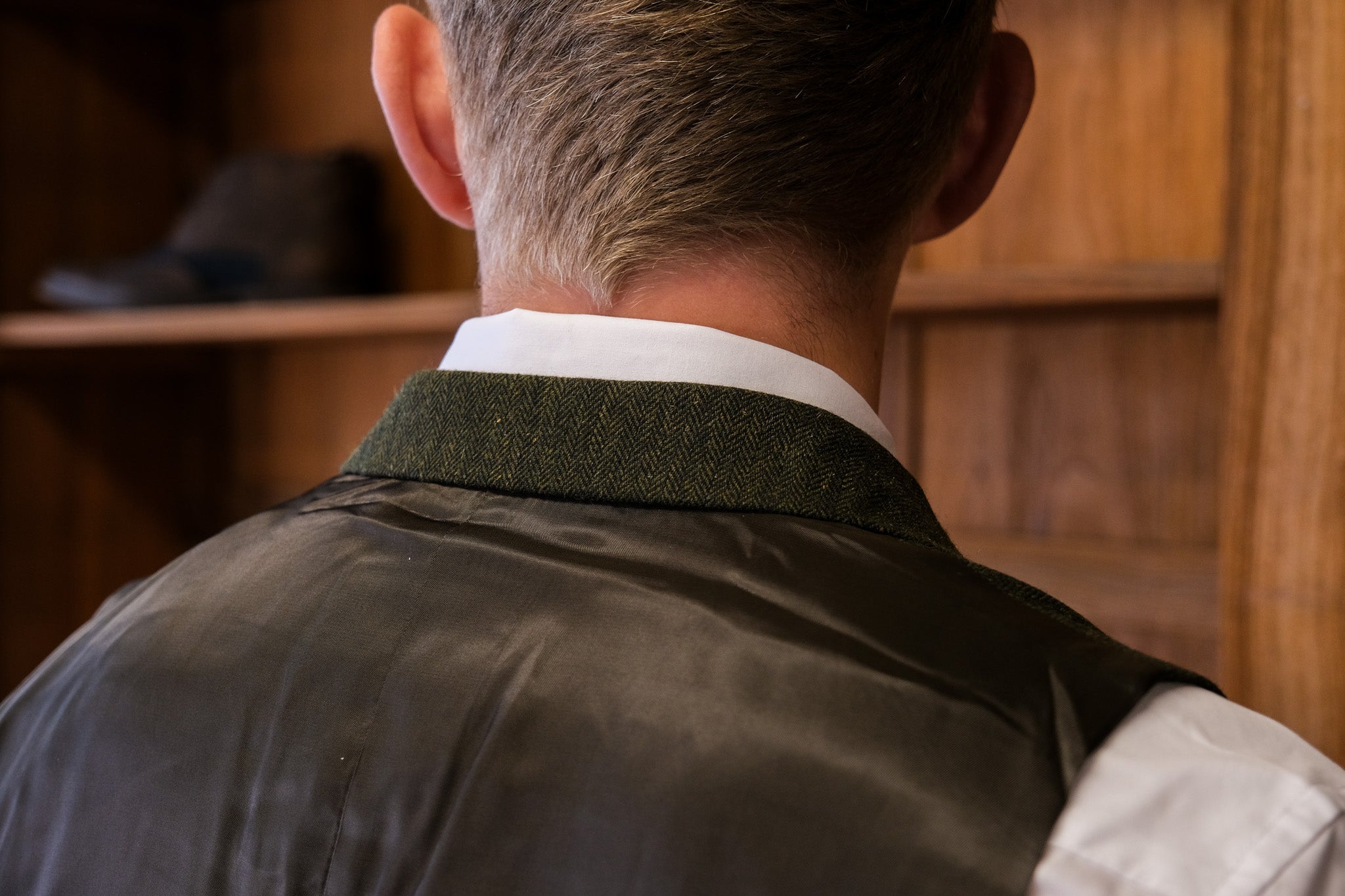 TAVERNY - Gilet Olive Tweed