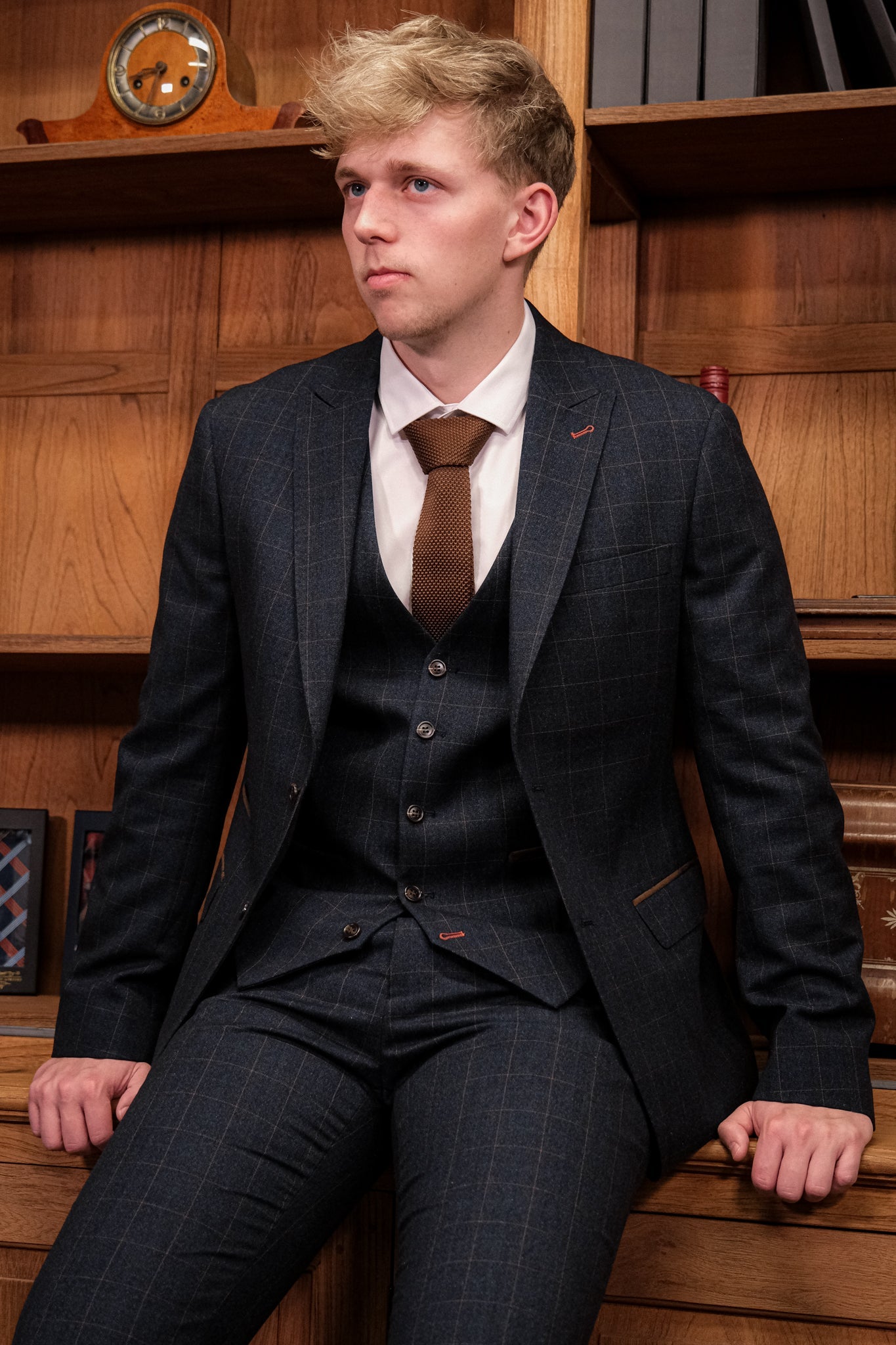 CASTLESON – Pantalon Admiral à Carreaux Bleu Marine