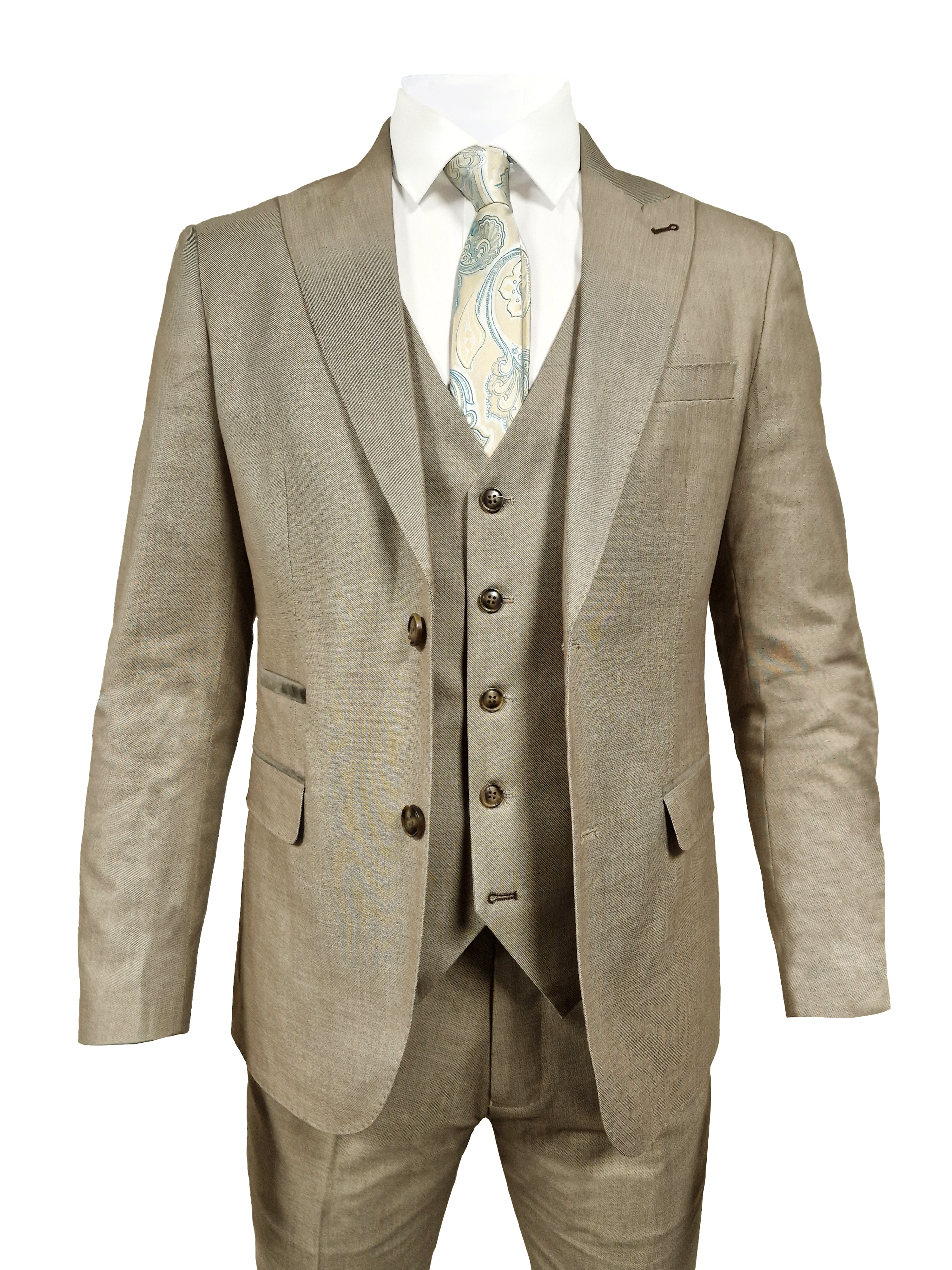 CASTLESON Major - Costume Trois Pièces Pour Hommes Beige