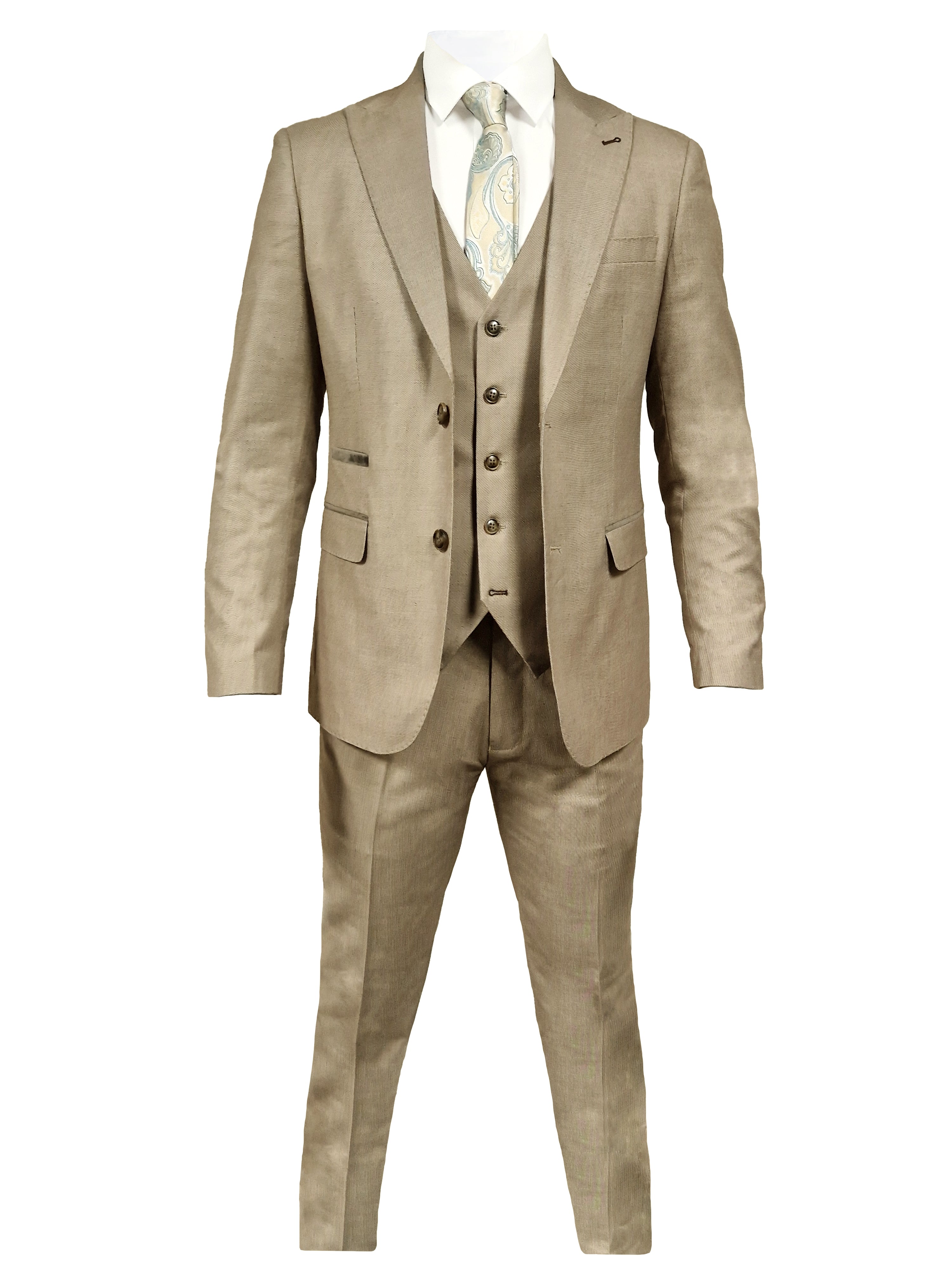 CASTLESON Major - Costume Trois Pièces Pour Hommes Beige