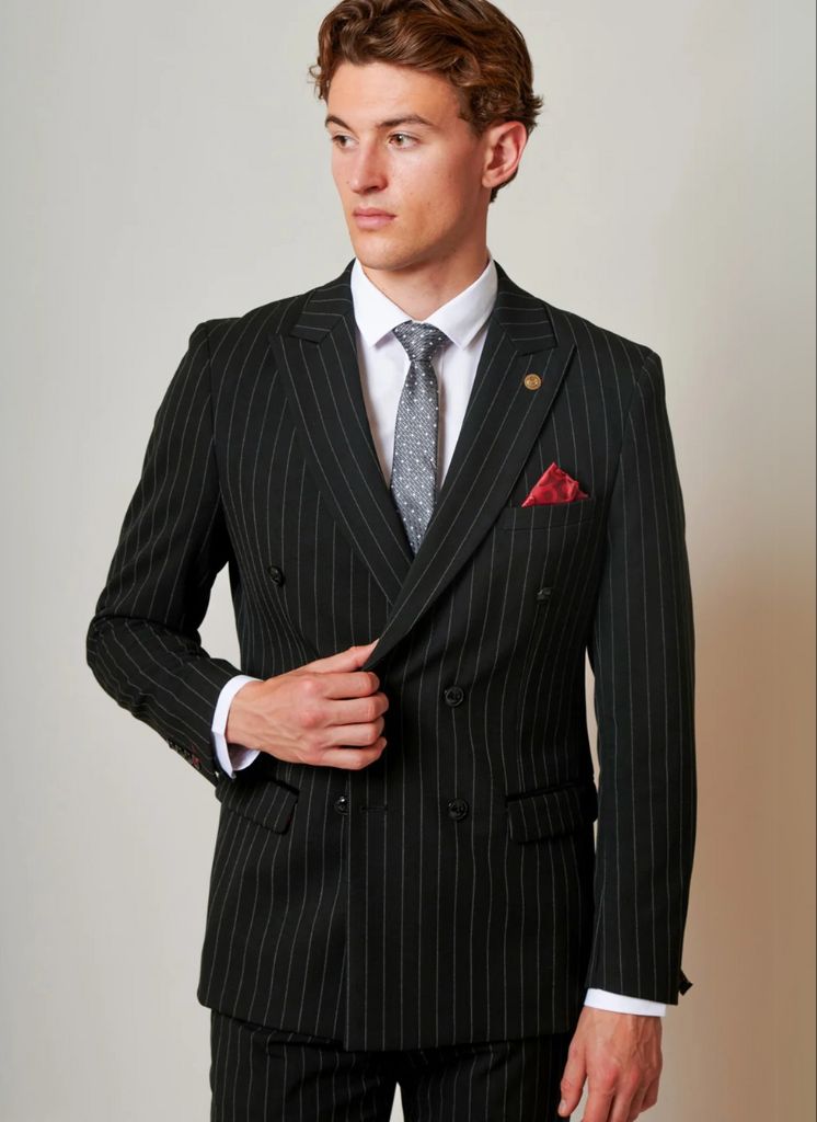 Marc Darcy - Blazer Rayé Rocco Noir Double Breasted