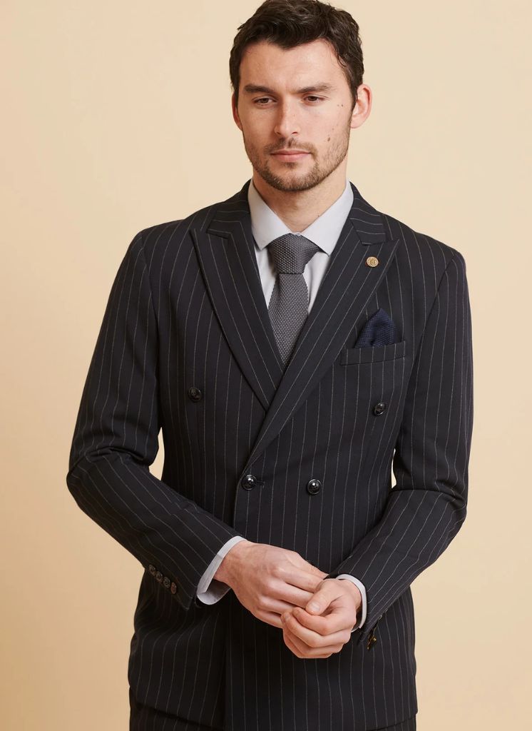 Marc Darcy - Blazer Rayé Rocco Bleu Marine DB 1