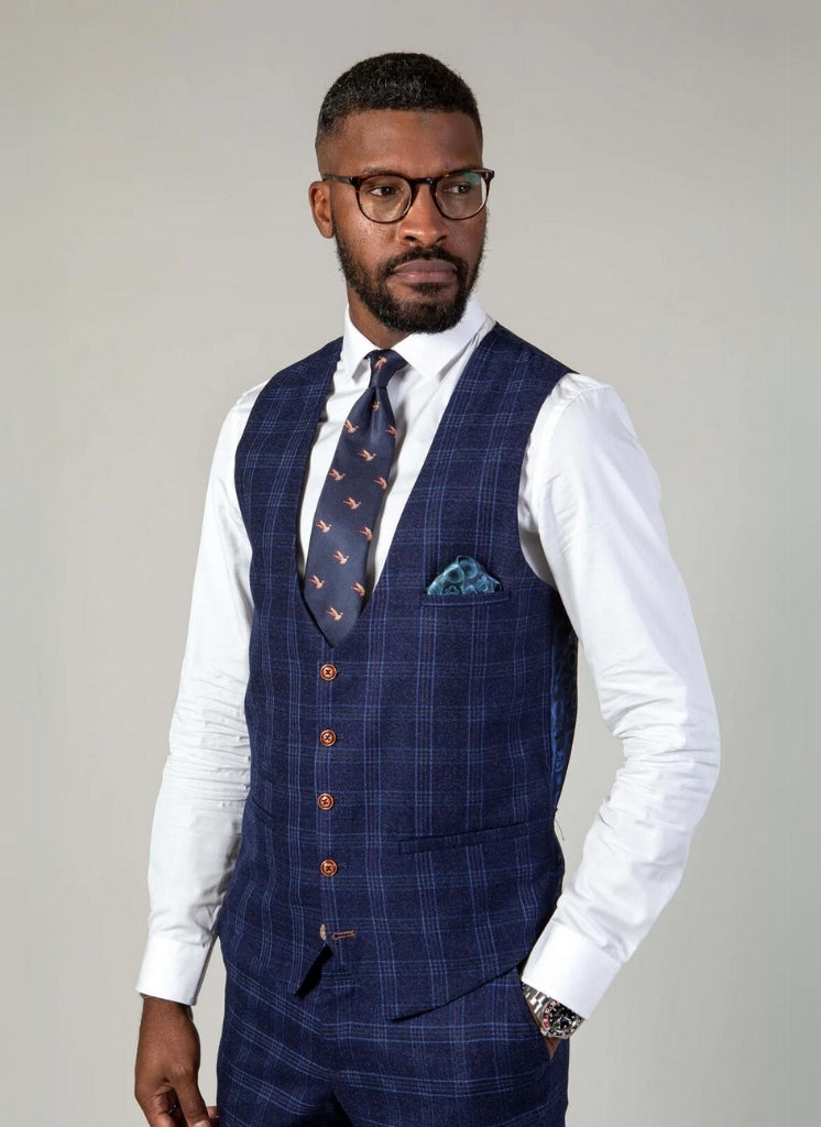 Marc Darcy - Gilet Bleu Chigwell Tweed