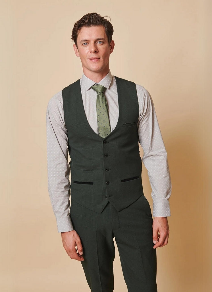 Marc Darcy - Gilet à Motif Carreaux Bromley Vert Olive