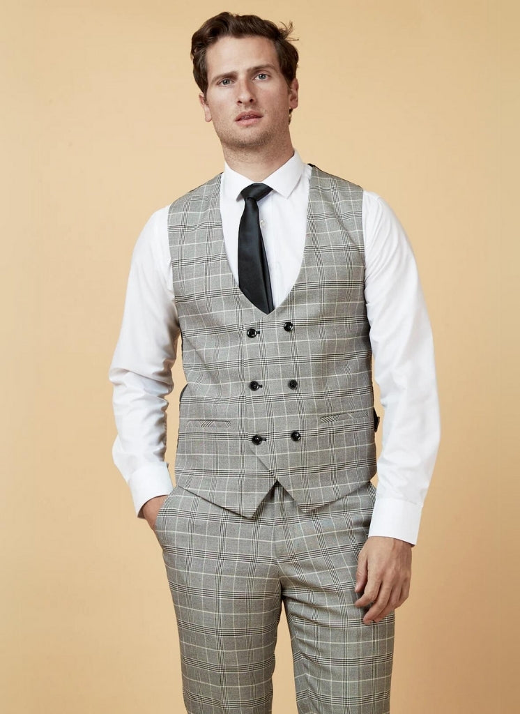 Marc Darcy - Gilet à Motif Carreaux Ross Gris