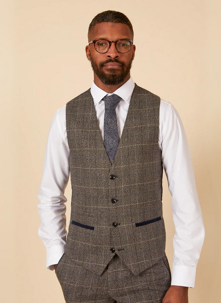Marc Darcy - Gilet à Motif Carreaux Scott Gris