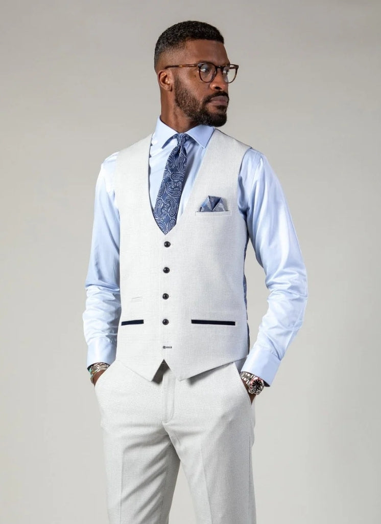 Marc Darcy - Gilet à Motif-Carreaux Blanc Bromley Pierre