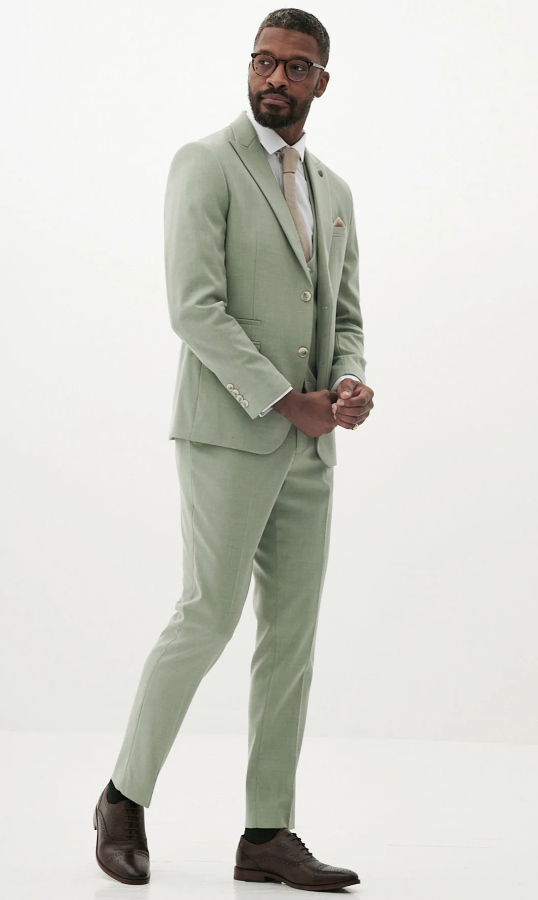 Costume trois pièces pour homme – Marc Darcy Finley Vert Mousse