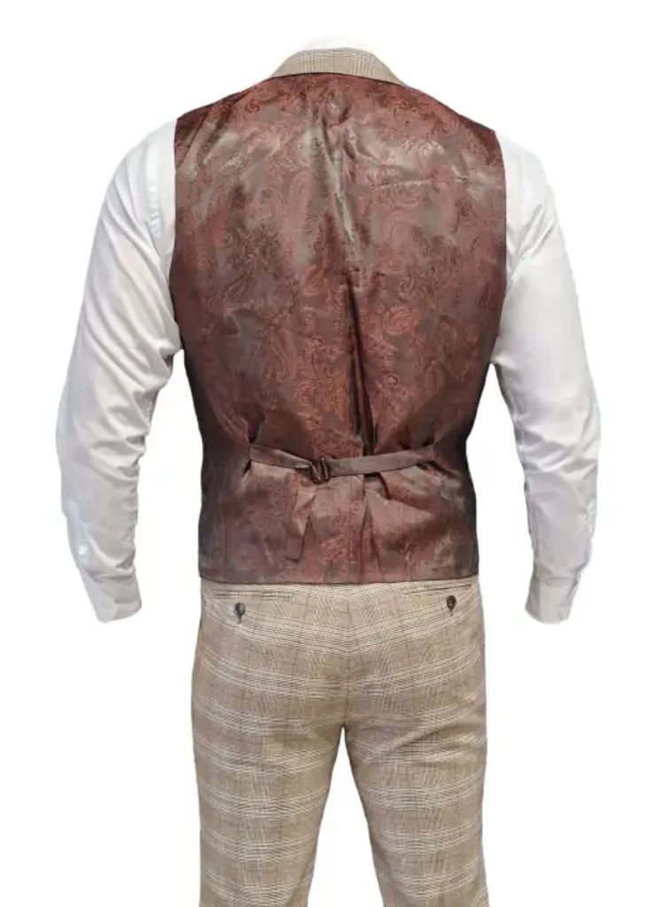 TAVERNY - Gilet Geruit Beige - 2