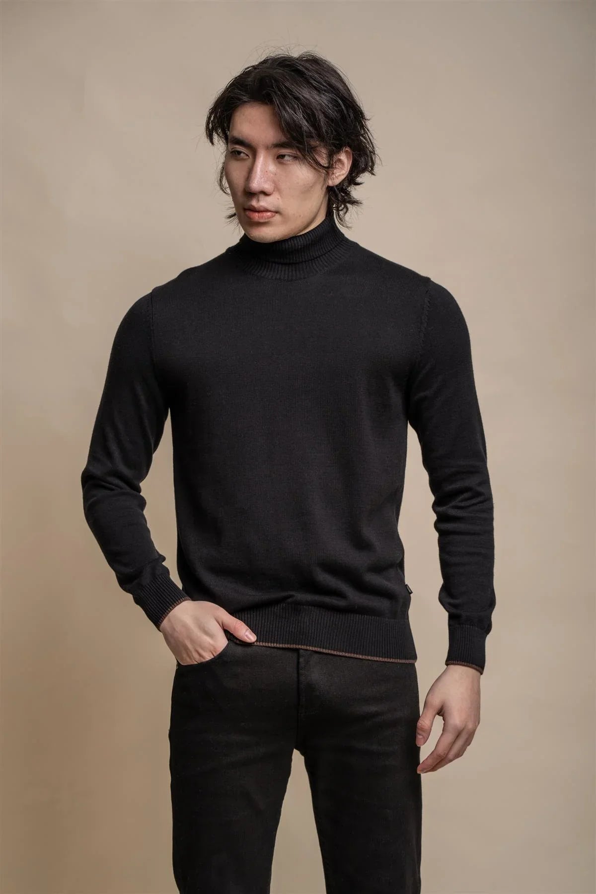Karris Pull col roulé Homme Noir - Cavani