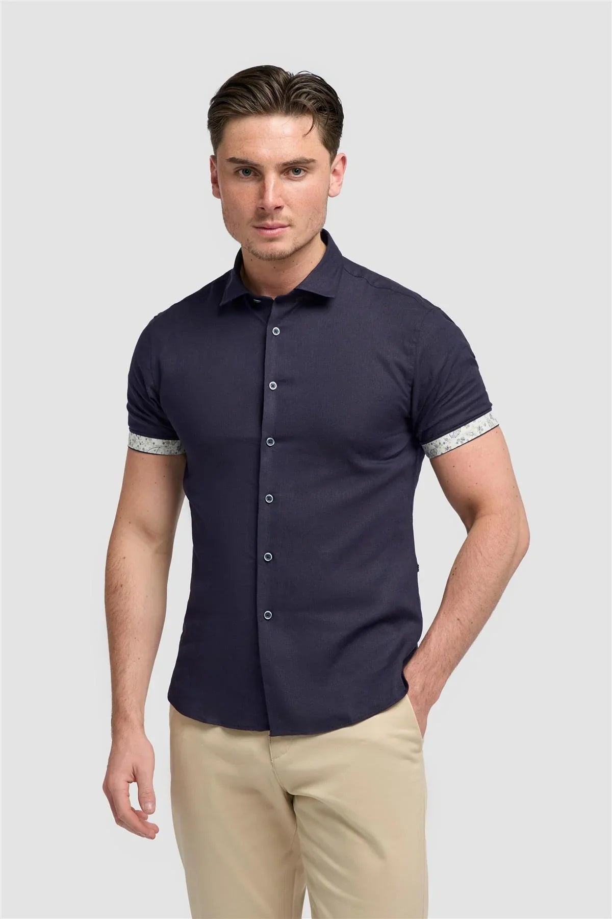 Chemise manches courtes Cavani Matera bleu marine