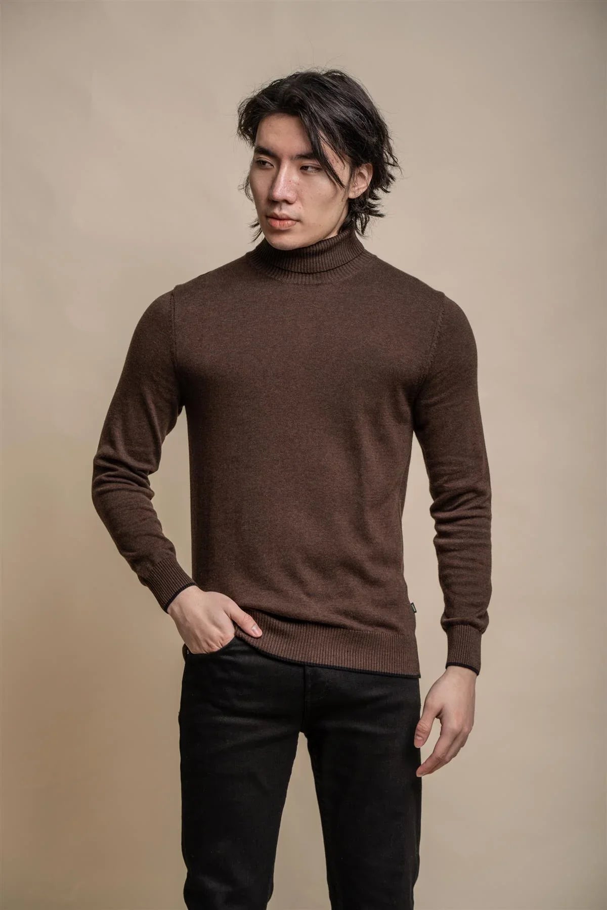 Karris Pull col roulé Homme Marron - Cavani
