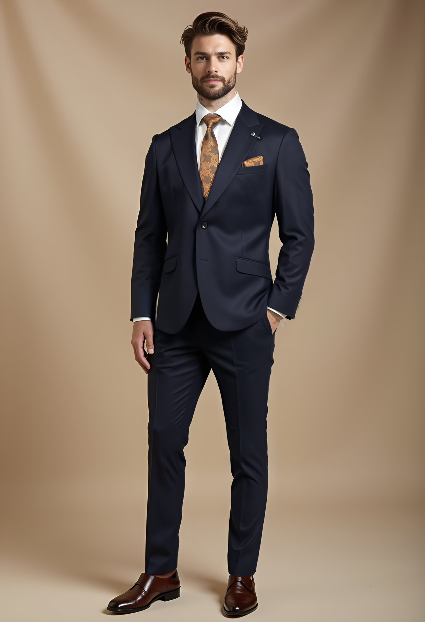 Costume deux pièces pour homme – Cavani James Navy Laine Super 130s