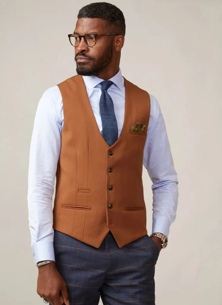Kelvin Marron Gilet - Simple Boutonnage