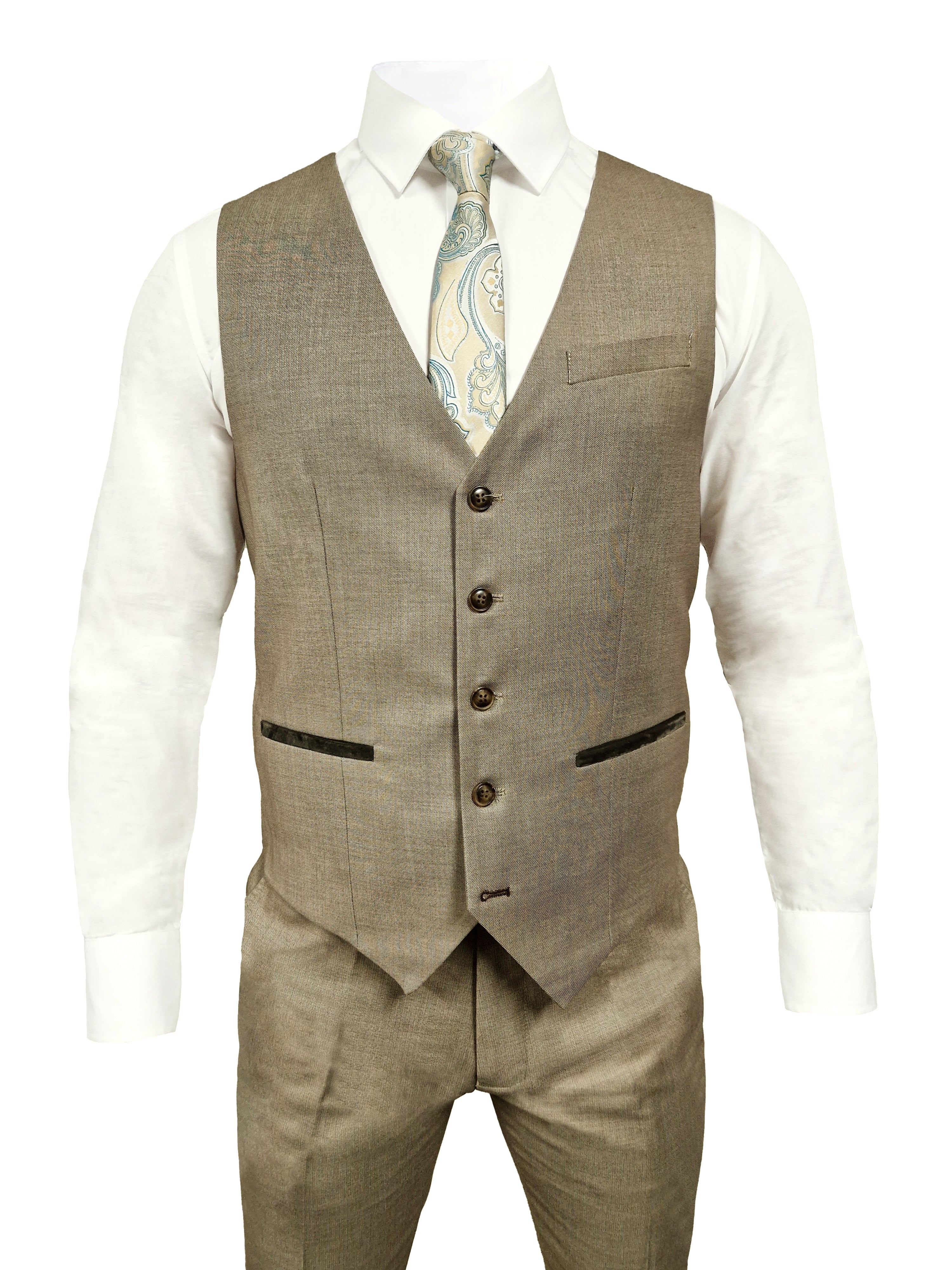 CASTLESON Major - Costume Trois Pièces Pour Hommes Beige