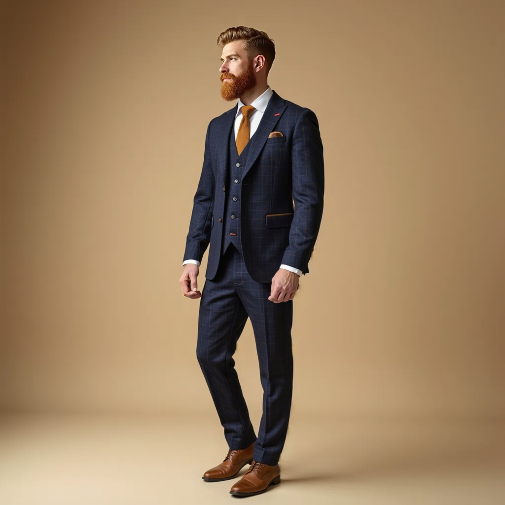 CASTLESON Admiral - Costume homme Check Marine