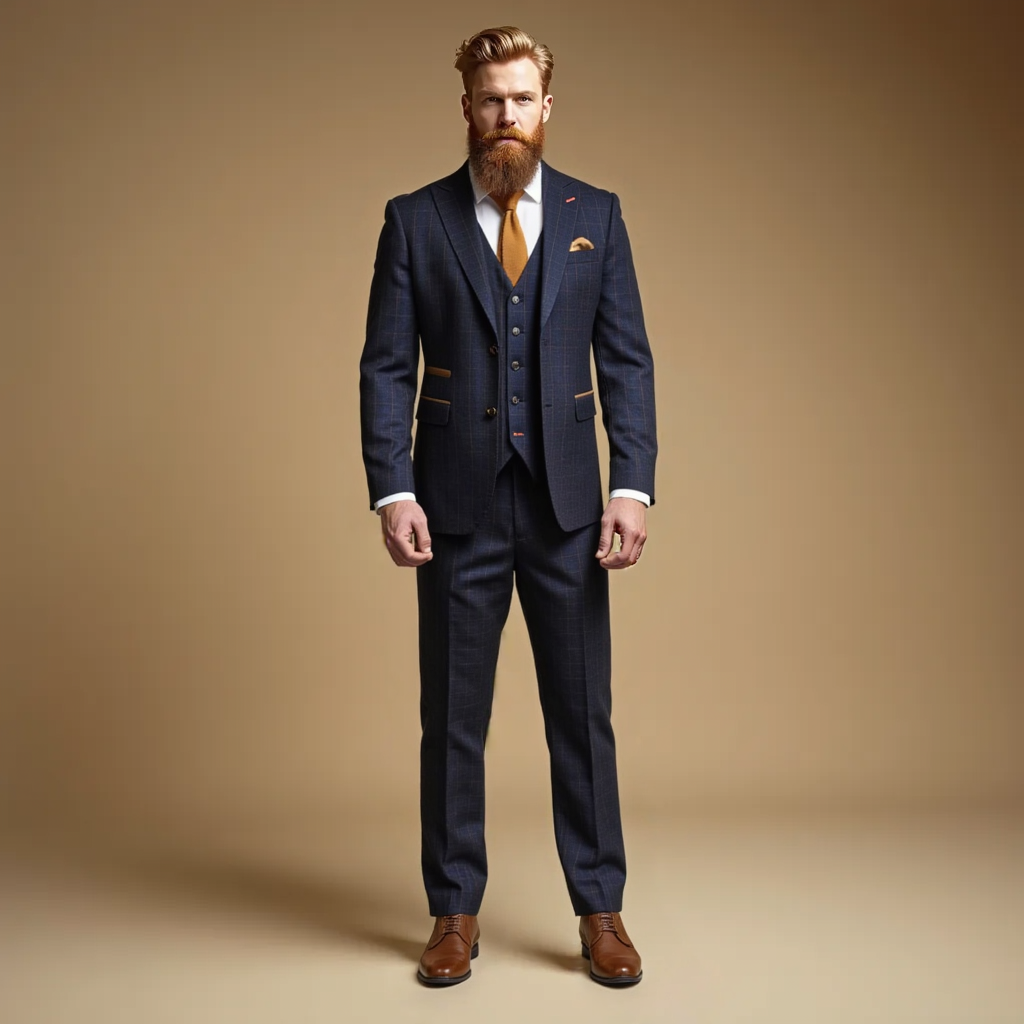 CASTLESON Admiral - Costume homme Check Marine
