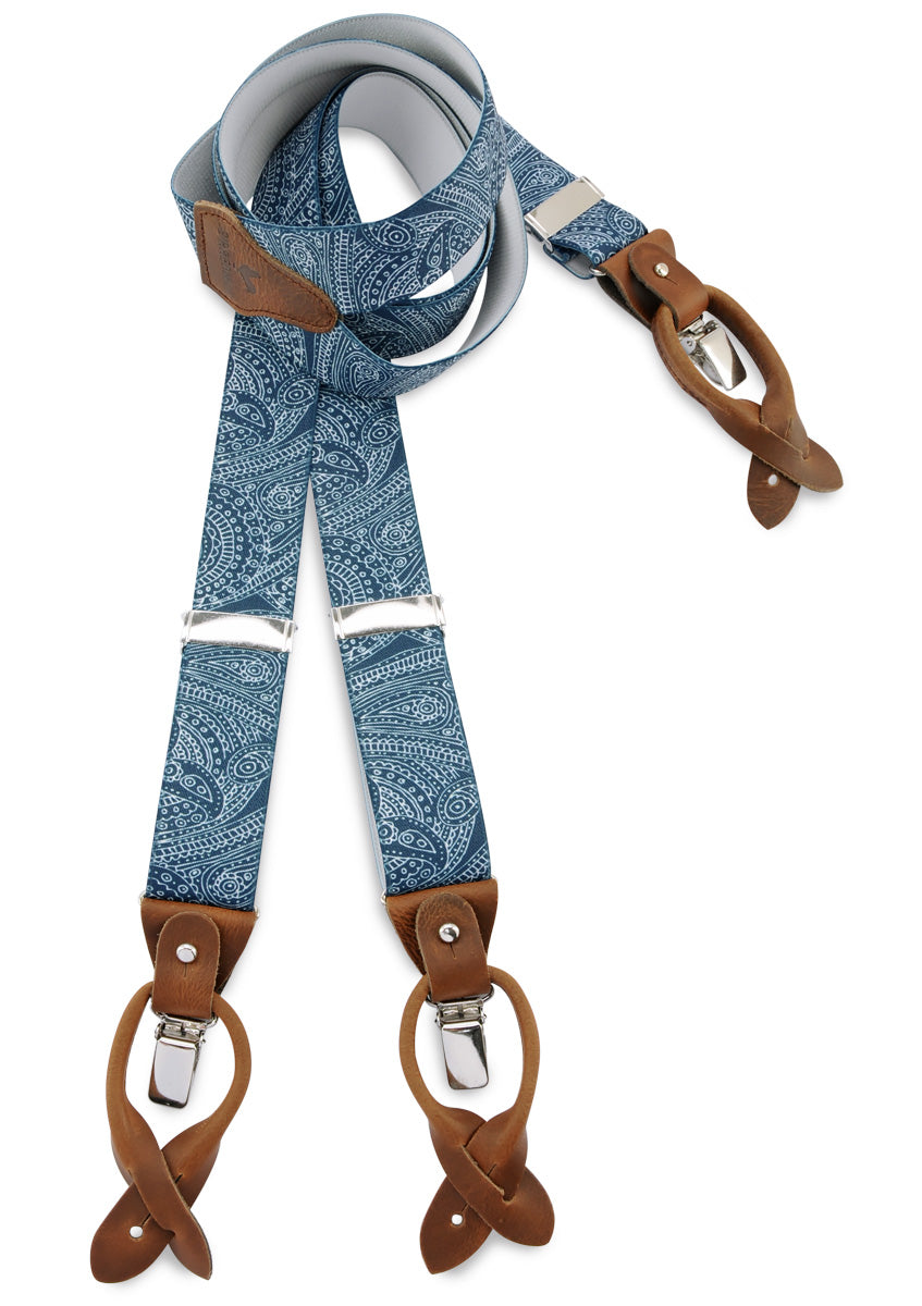 Bretelles de Luxe Paisley Sketch Bleu