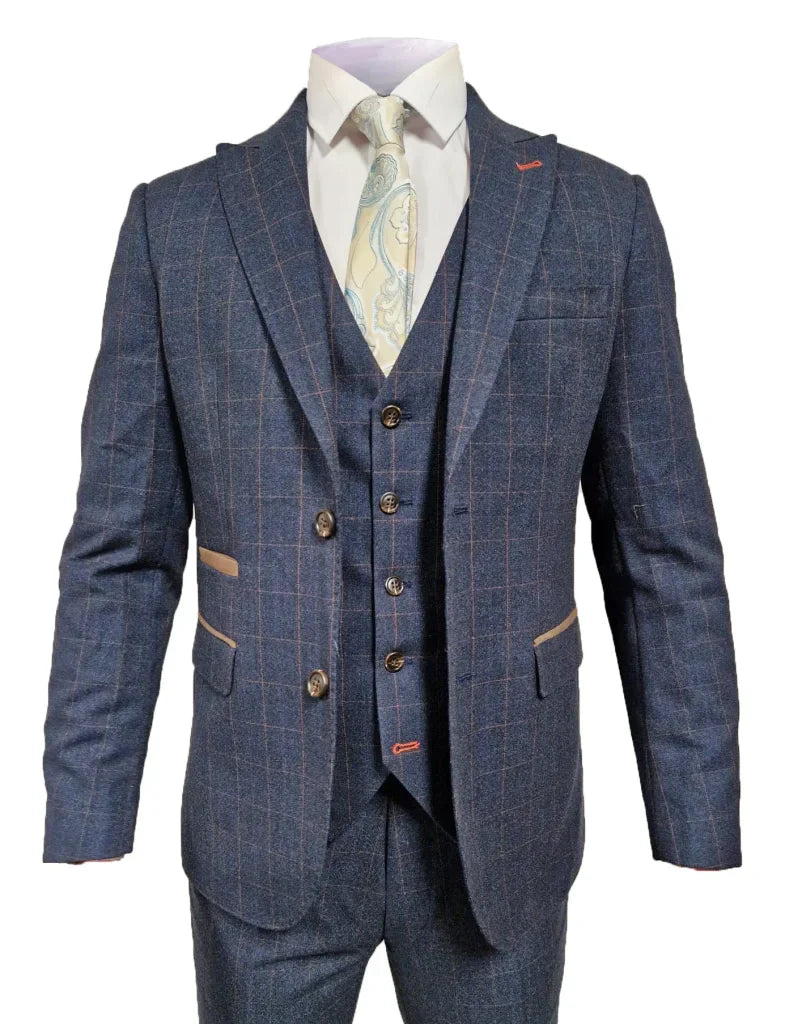 CASTLESON – Blazer Admiral à Carreaux Bleu Marine