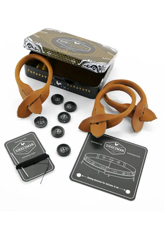 Bretelles classiques coloris cognac avec passants en cuir