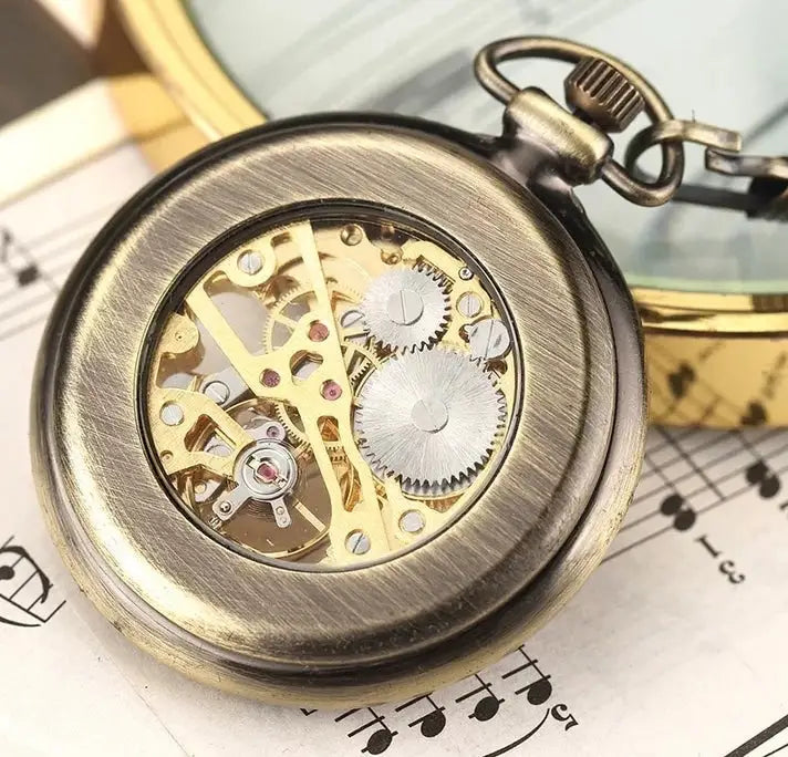 Montre à gousset squelette rétro coloris bronze