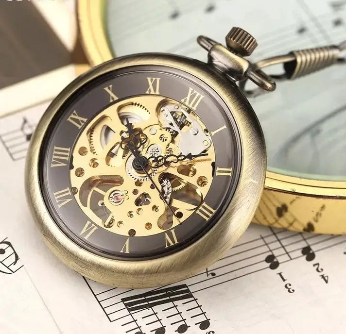 Montre à gousset squelette rétro coloris bronze