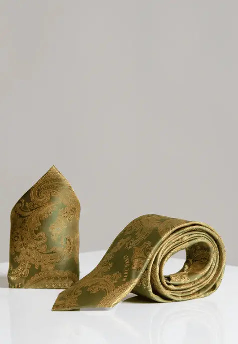 Set accessoires gentlemen beige avec cravate et pochette - Marc Darcy