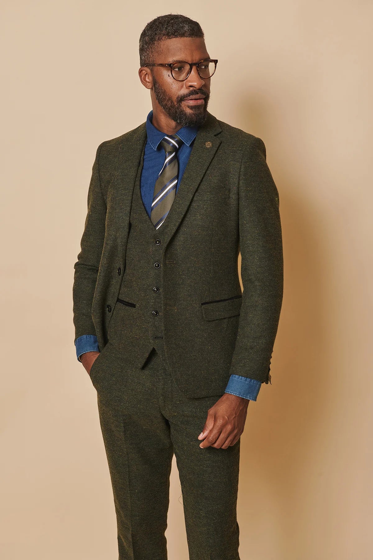 Costume pour homme à trois pièces Tweed Marlow Verts