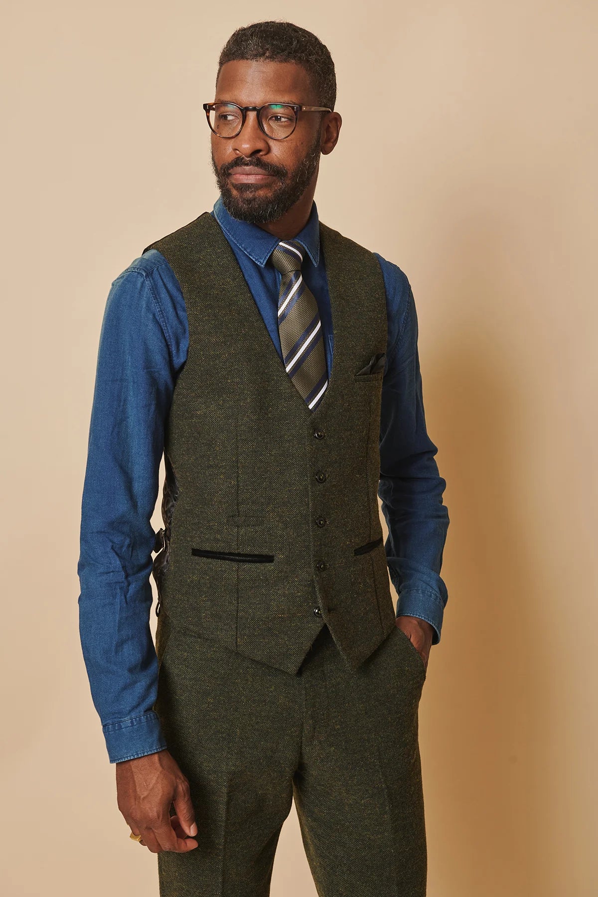 Costume pour homme à trois pièces Tweed Marlow Verts