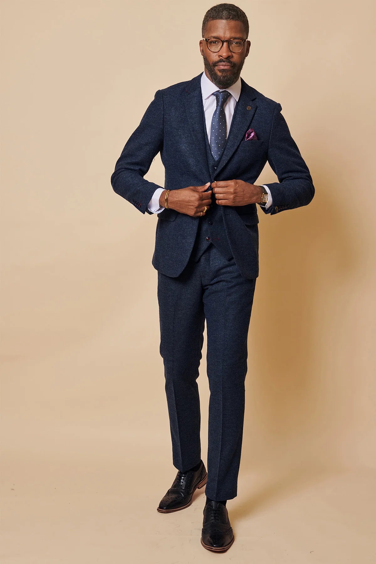 Costume pour homme à trois pièces Tweed Marlow Bleu