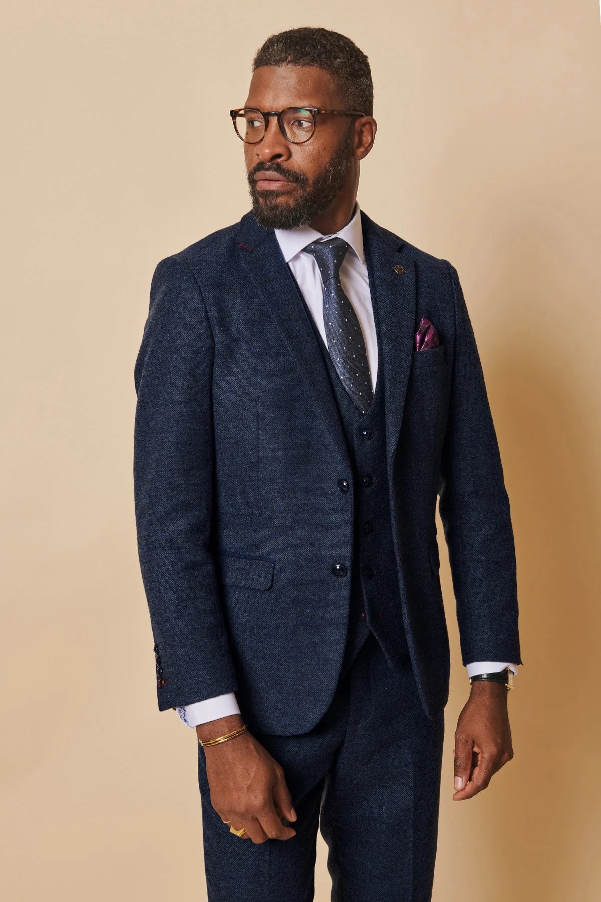 Costume pour homme à trois pièces Tweed Marlow Bleu