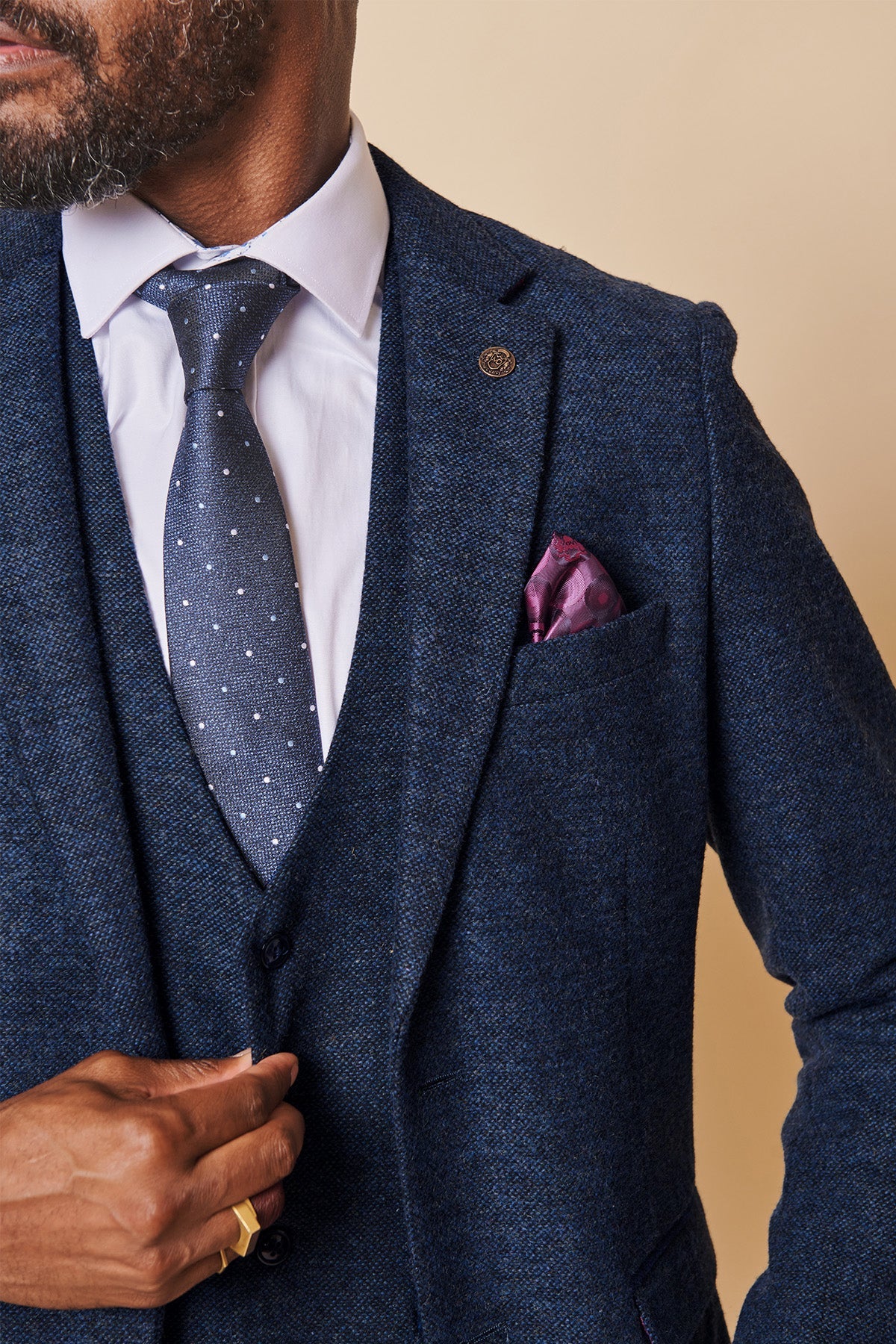 Costume pour homme à trois pièces Tweed Marlow Bleu