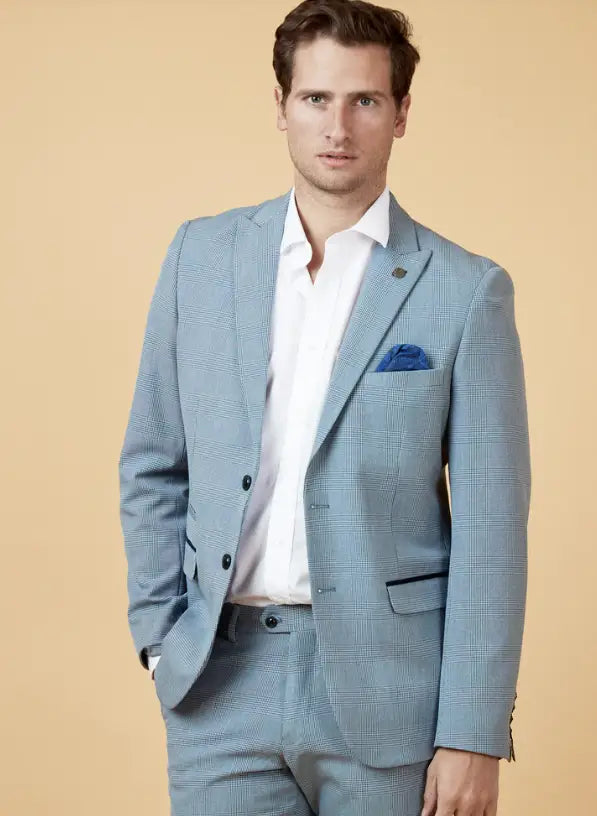 Costume homme à carreaux bleu clair 2 pièces - Bromley Bleu Clair suit