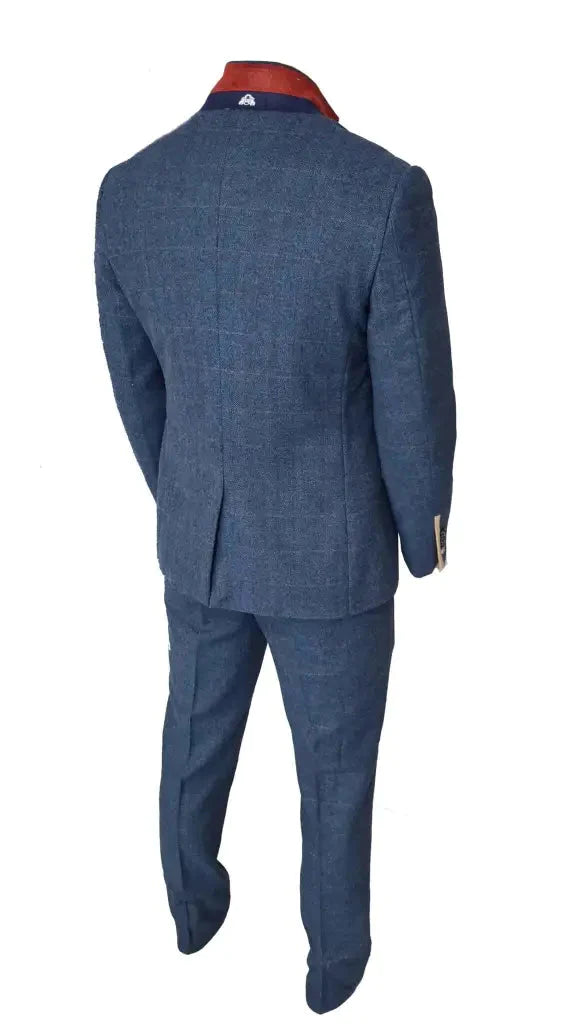 Costume 2 pièces - Costume homme bleu - Dion Bleu Herringbone 2 pièces