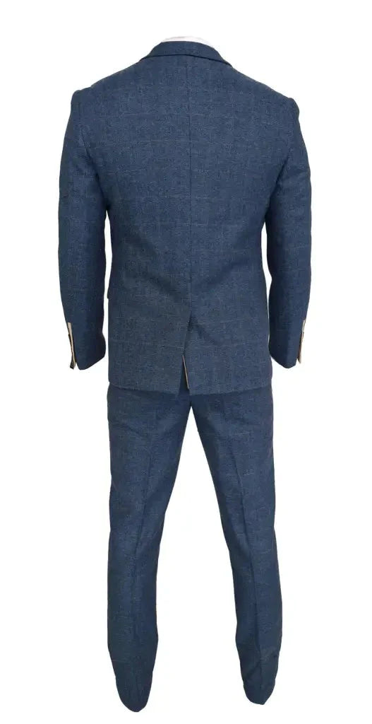 Costume 2 pièces - Costume homme bleu - Dion Bleu Herringbone 2 pièces