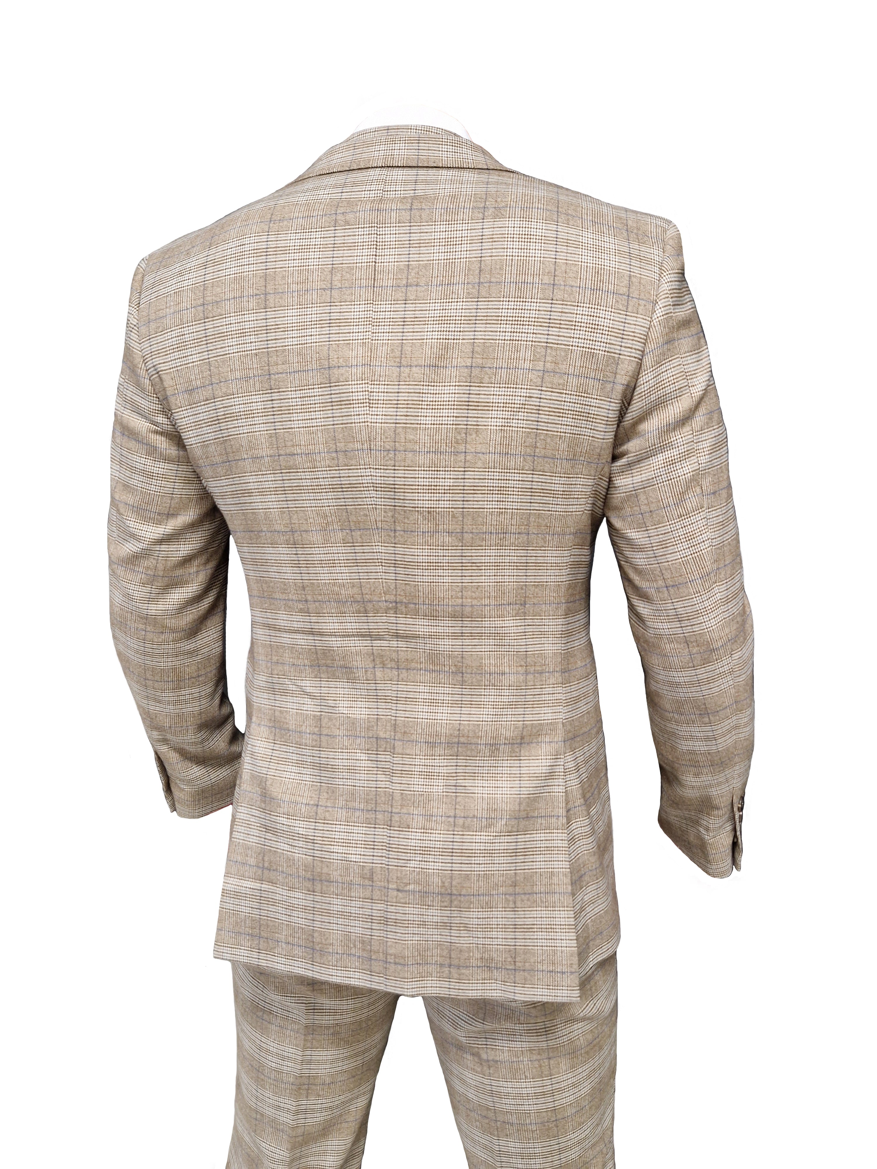 TAVERNY Captain - Costume pour homme à carreaux beige