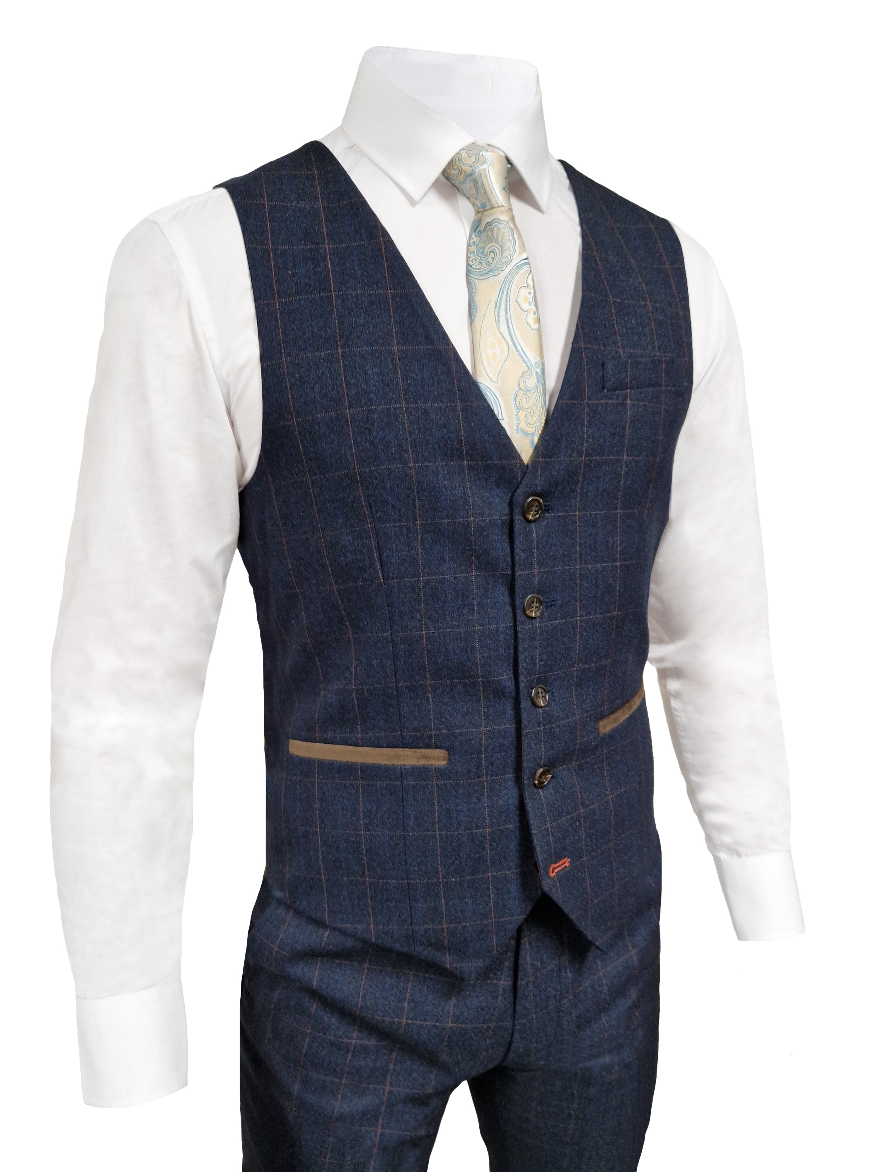 TAVERNY Admiral - Costume homme Check Marine