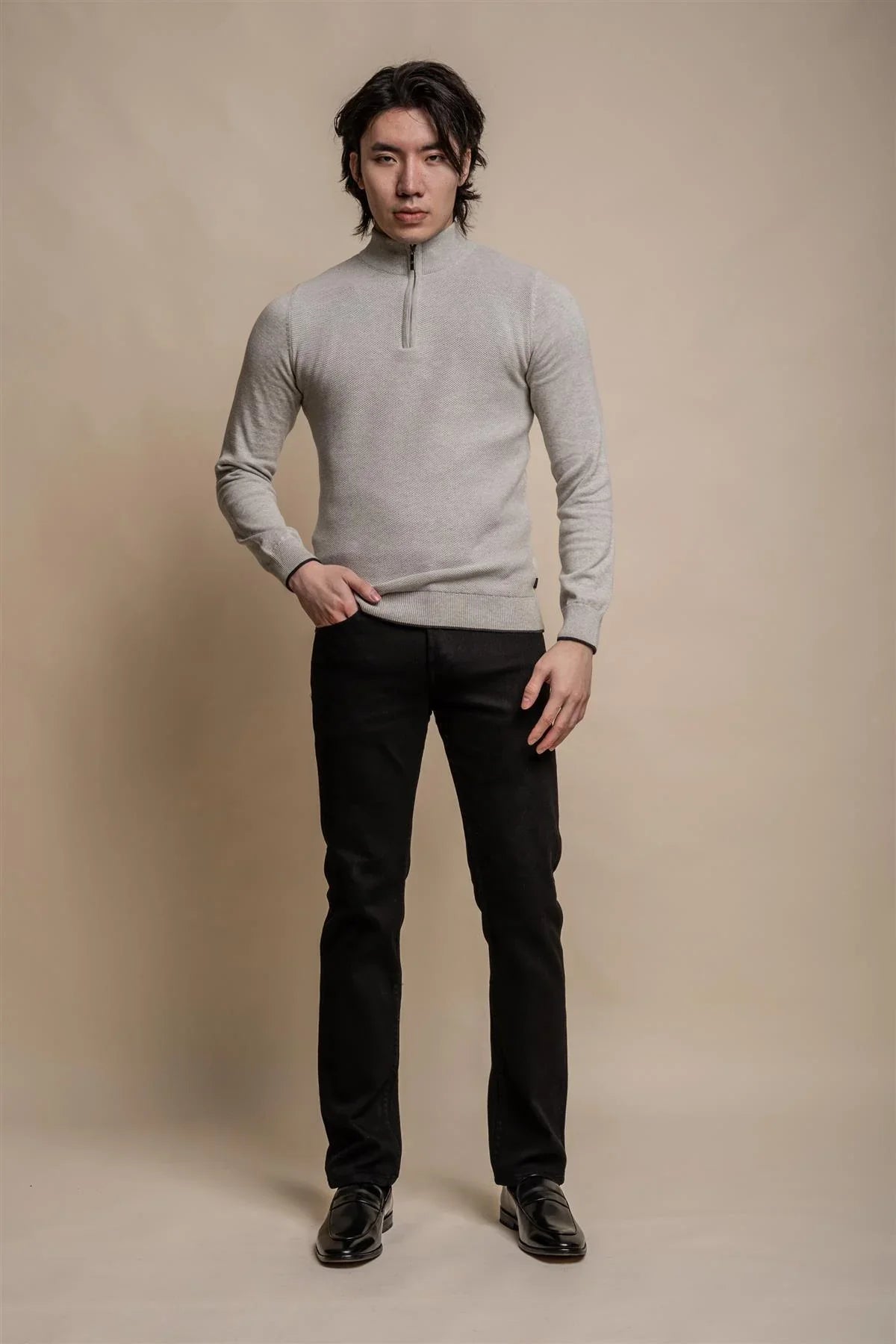 Kyle Mid Grey - Pull pour hommes avec fermeture éclair - Cavani