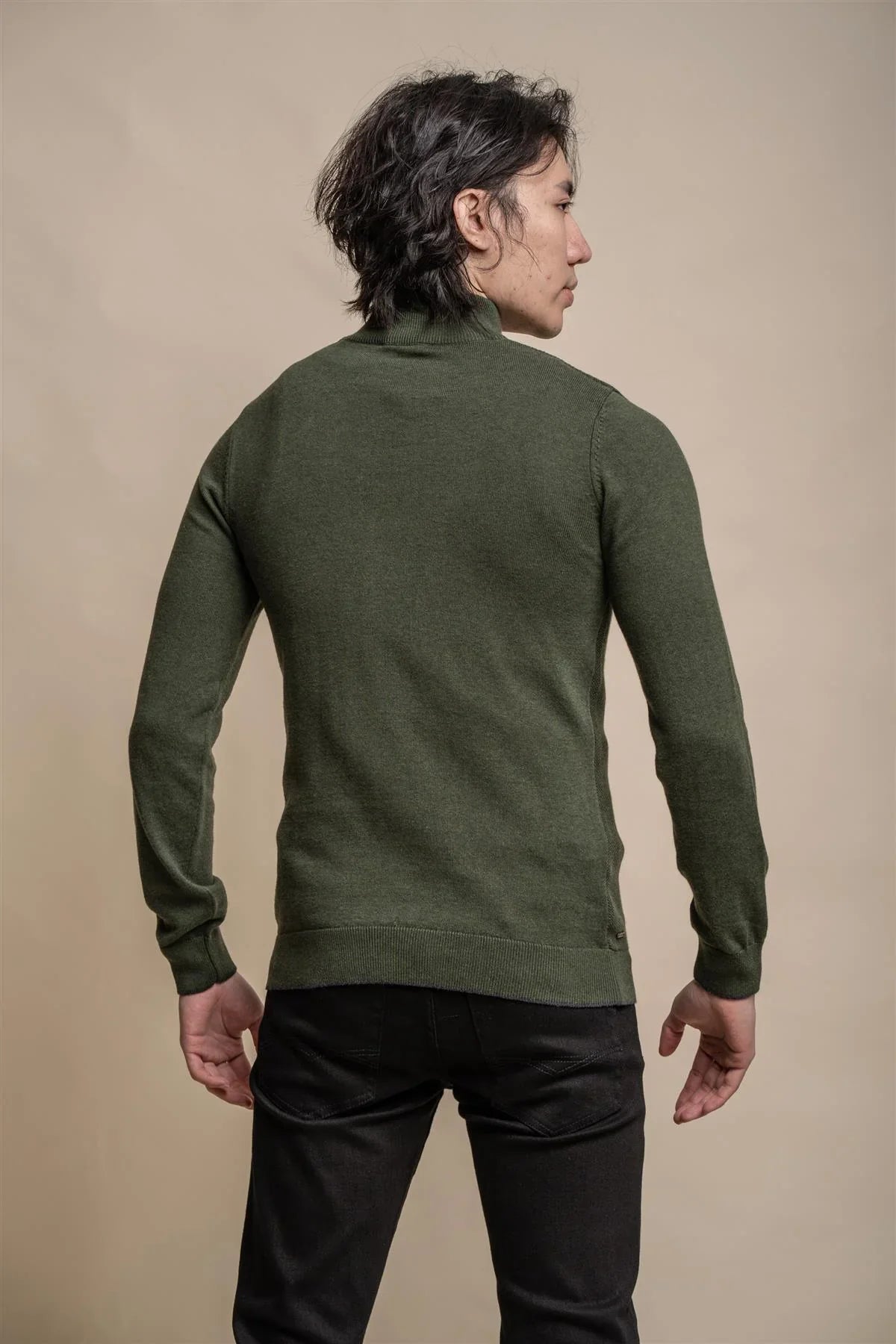 Kyle Olive Green - Pull pour hommes avec fermeture éclair - Cavani