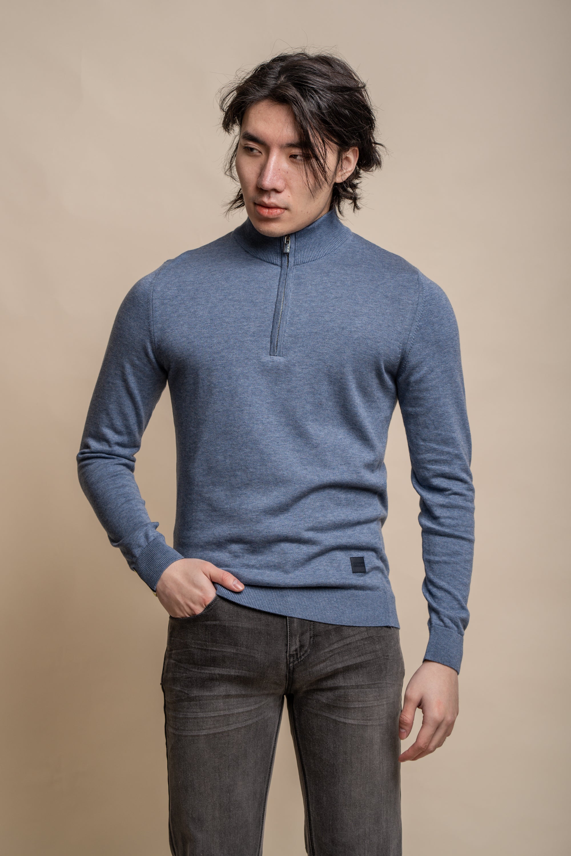 Cavani Avanti Grey - Pull pour hommes avec fermeture éclair