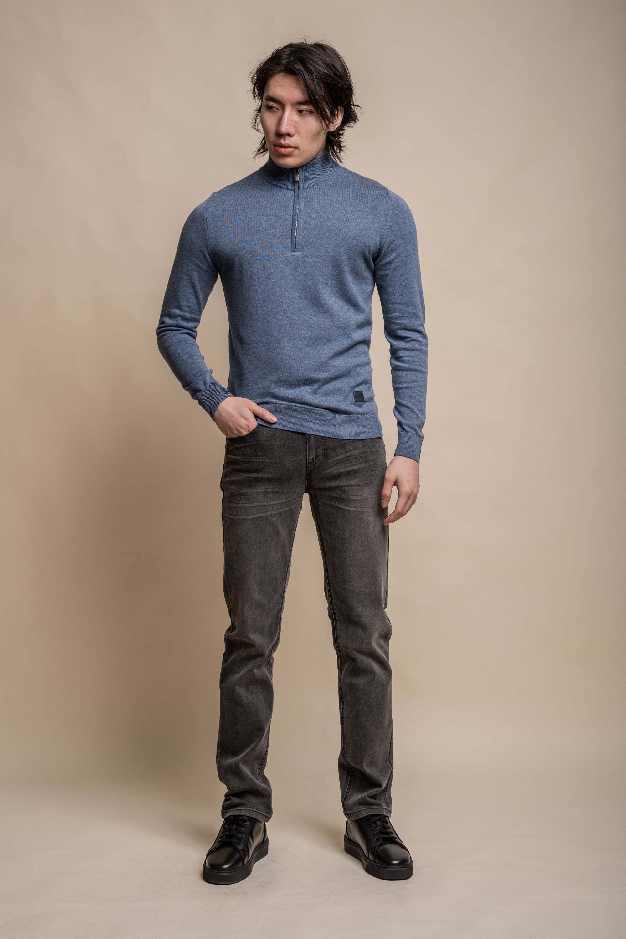 Cavani Avanti Grey - Pull pour hommes avec fermeture éclair