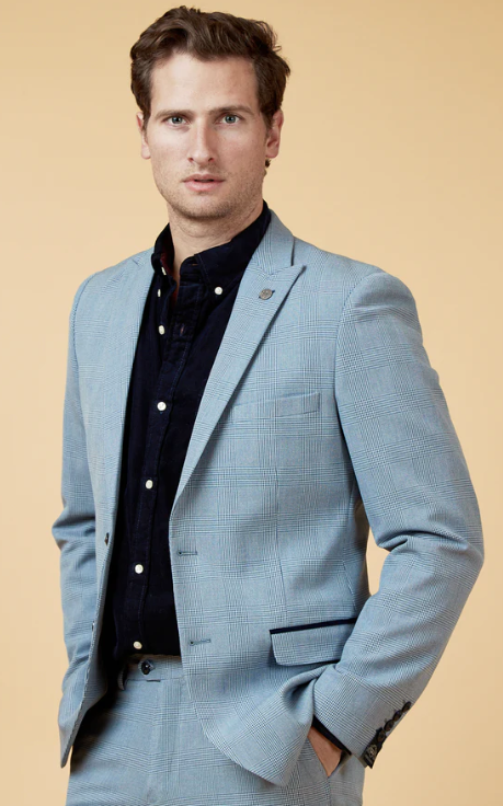 Costume homme à carreaux bleu clair 2 pièces - Bromley Bleu Clair suit